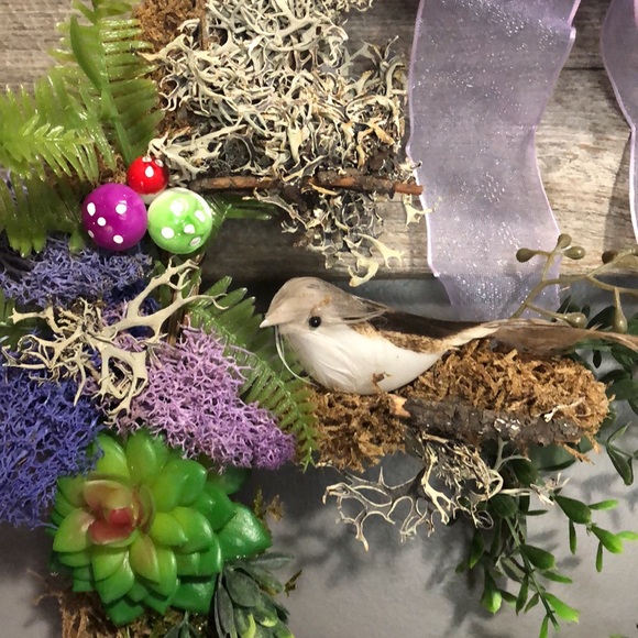 Straw spring wreaths 🍄 mushroom moss cottage core succulents bird - Picture 4 of 14